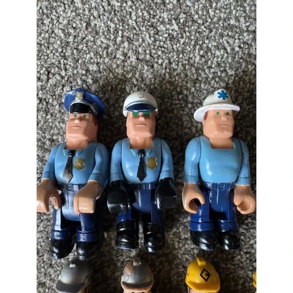 Vintage LOT of 15 Fisher Price Husky Helpers Construction,/Police and Others